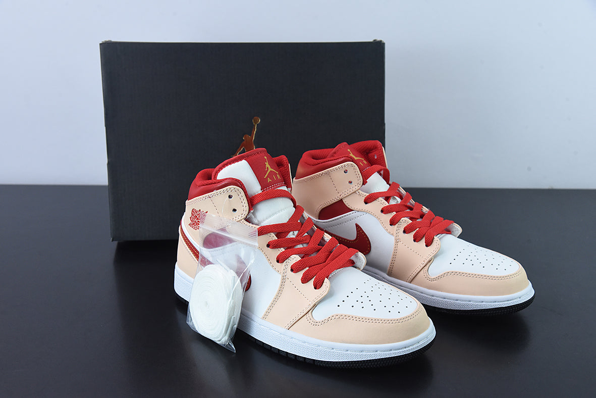 AIR JORDAN 1 MID "BEIGE/RED"