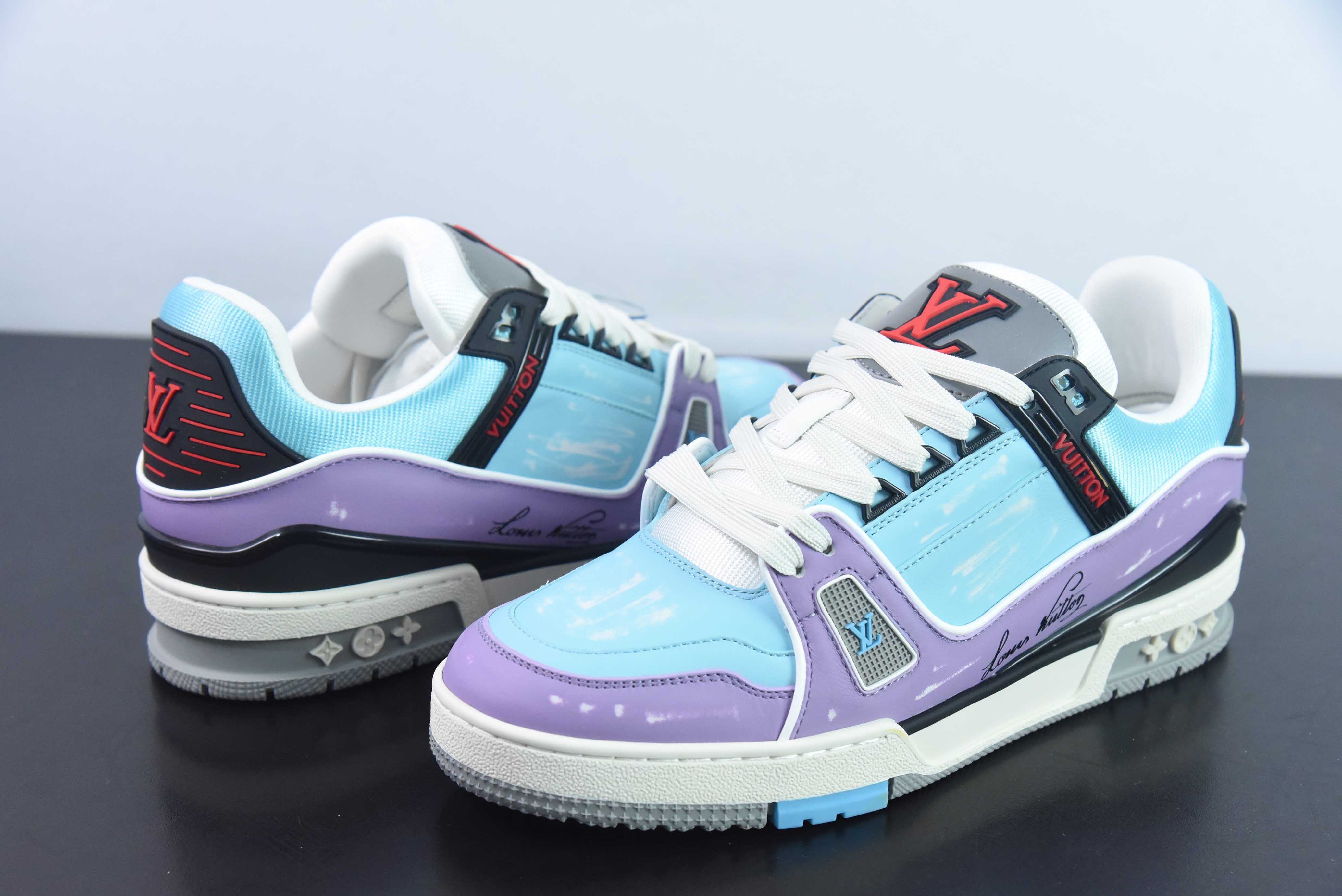 LV TRAINER "BABY BLUE/PURPLE MONOGRAM"