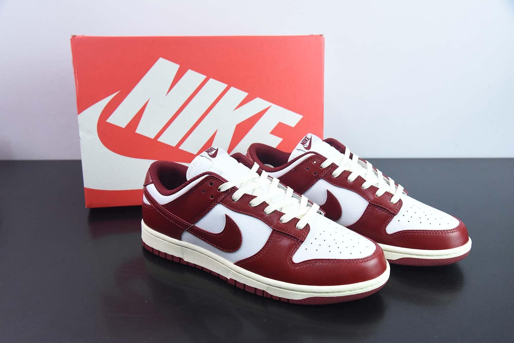 NIKE DUNK LOW PRM "DARK RED" - FJ4555-100