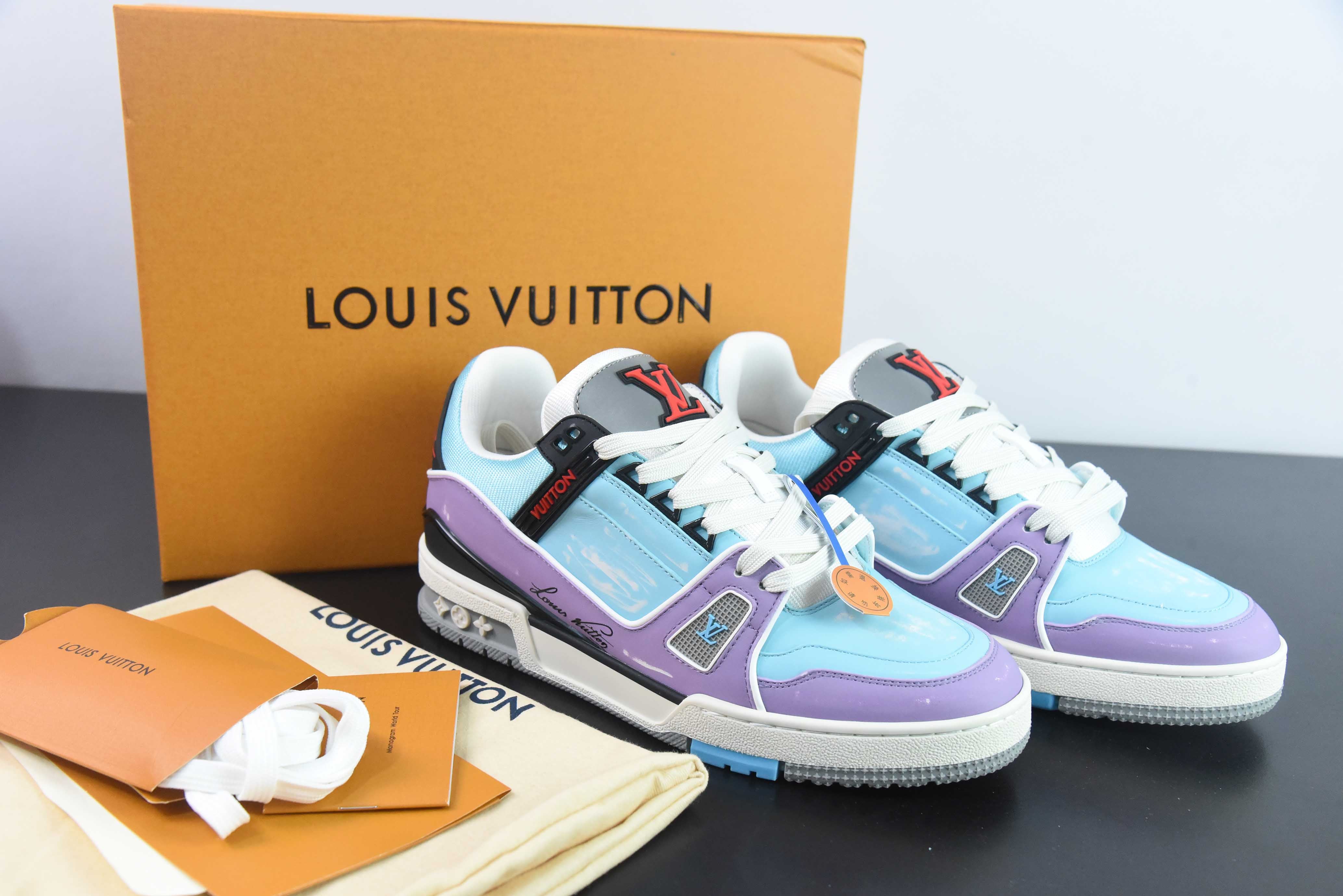 LV TRAINER "BABY BLUE/PURPLE MONOGRAM"