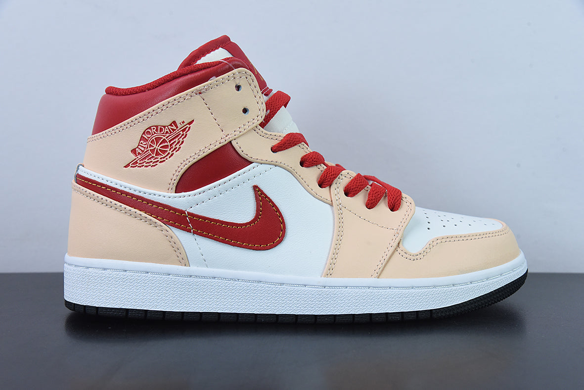 AIR JORDAN 1 MID "BEIGE/RED"